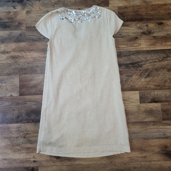 Vineyard Vines Women's Linen Cotten Blend Shell Beaded Cream Tunic Dress Size 2 - Picture 10 of 11